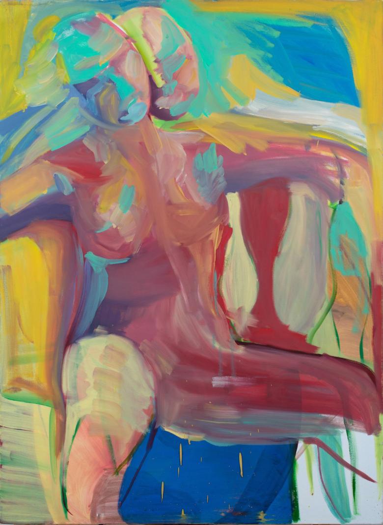 Seated Woman on Blue Bench. Acrylic on canvas, 40 x 30 in (101.6 x 76 cm) Fig. 010