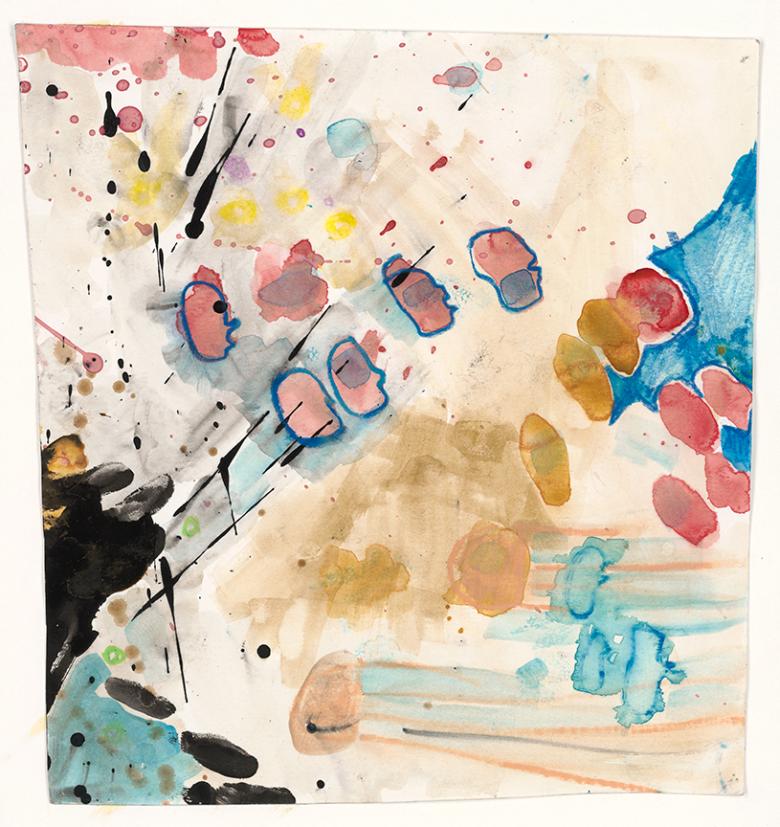 Abstract with Gray Black Bubbles. Mixed media on artist paper, 11X11 in  (28x28 cm). Fig. 018