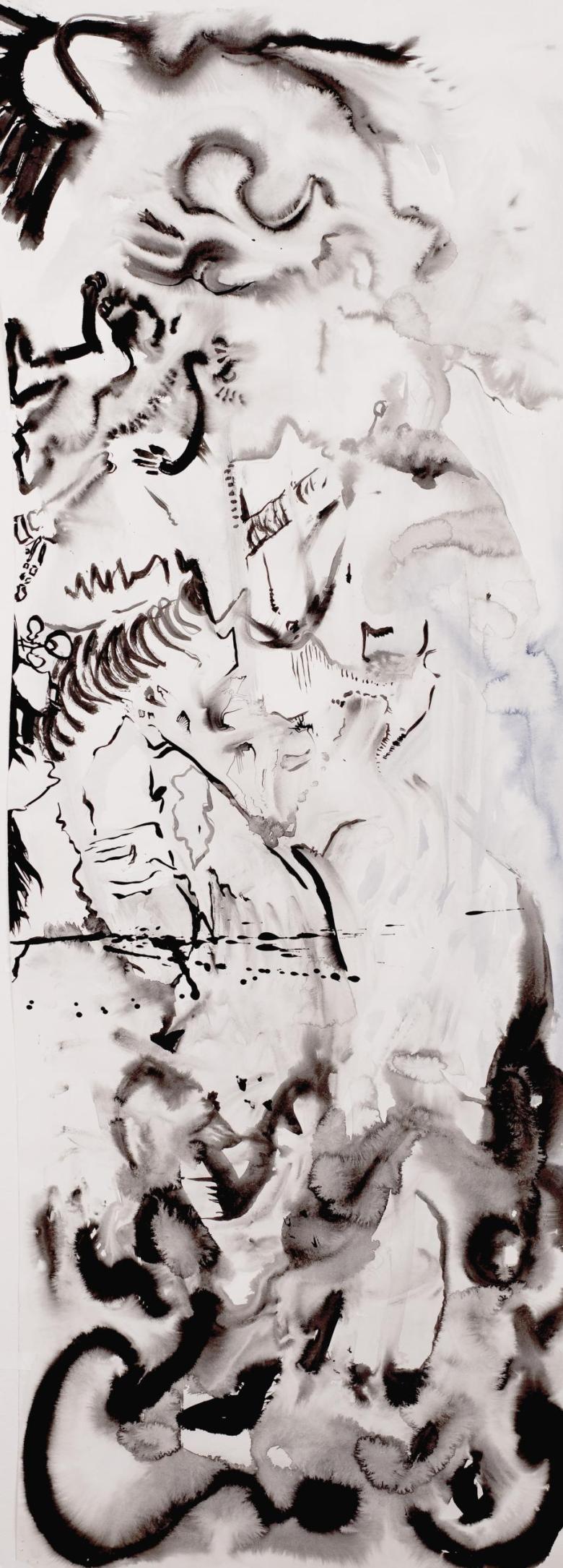 Abstract Lansdcape. Sumi ink on high quality acid-free art paper, 60.5 x 21.5in (152 x 55 cm). Fig. 319