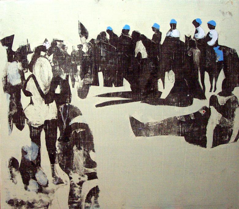 Demonstration. Acrylic and sumi ink, Xerox transfer. Fig. 293