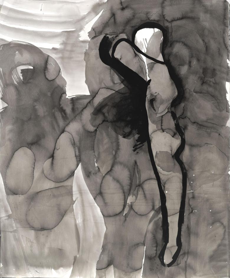 Abstract in Black.  Ink on artist paper, 41 x 50 in (105 x 127 cm). Fig. 013