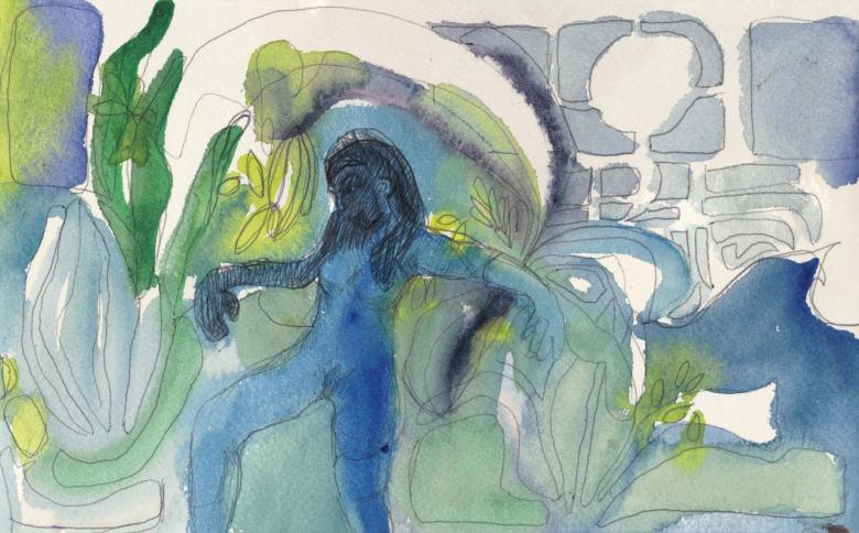Mother Earth Pachamama. Watercolor, ink and pencil on paper. 6 x 9.5 in (15 x24.5 cm).  Fig. 332