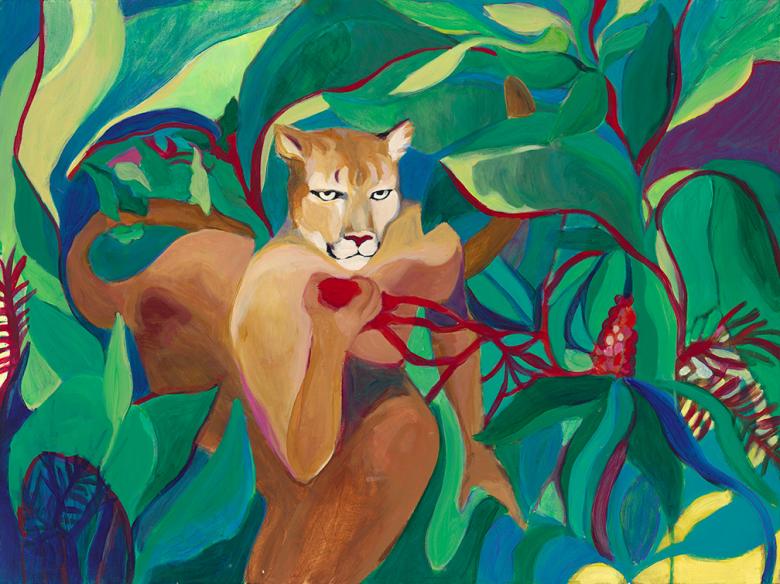 Lion in Jungle. Acrylic on canvas, 30 x 40 in (76 x101 cm).  Fig. 016