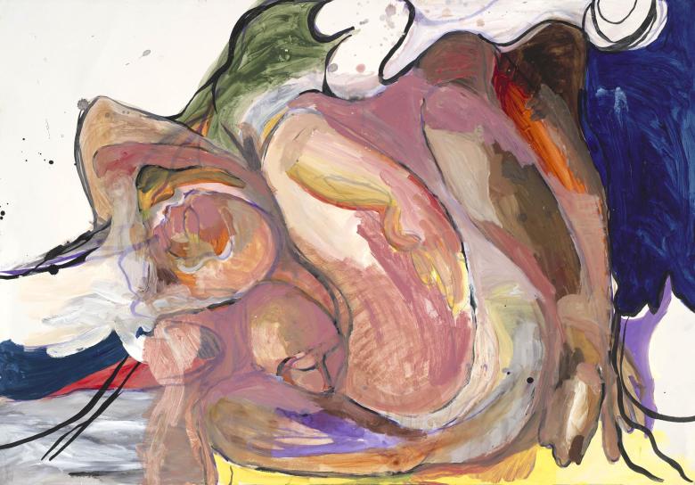Figures in Pink. Gouache, acrylic on high quality acid-free art paper. 27.7 x 39.7 in (70.5 x 100.5 cm). Fig. 052 