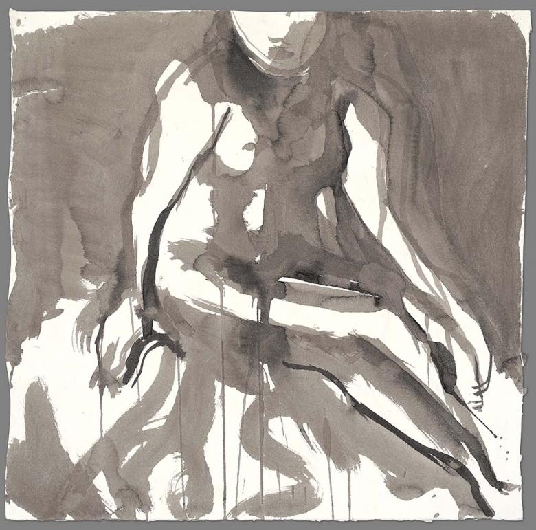 Seated woman. Ink on high quality acid-free art paper, 22x22.3in - 56x56.6cm. Fig. 129