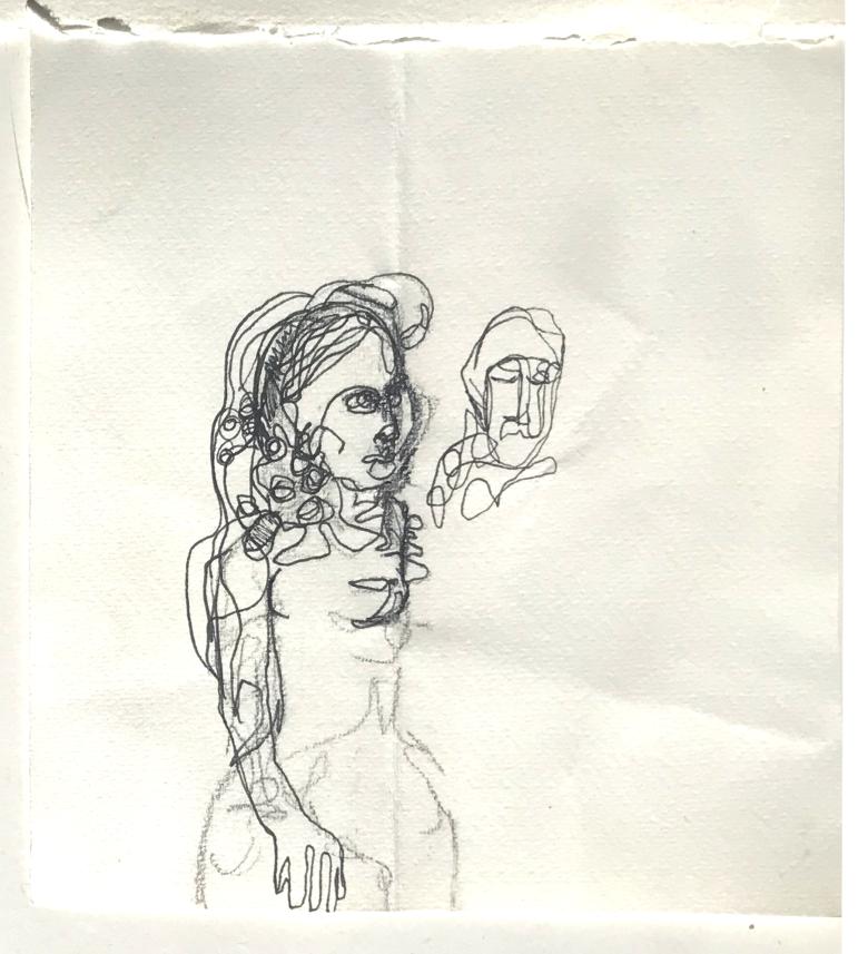 Woman. Ink, pen and pencil. 7.5 x 7 in (19 x 17.5 cm). Fig. 383