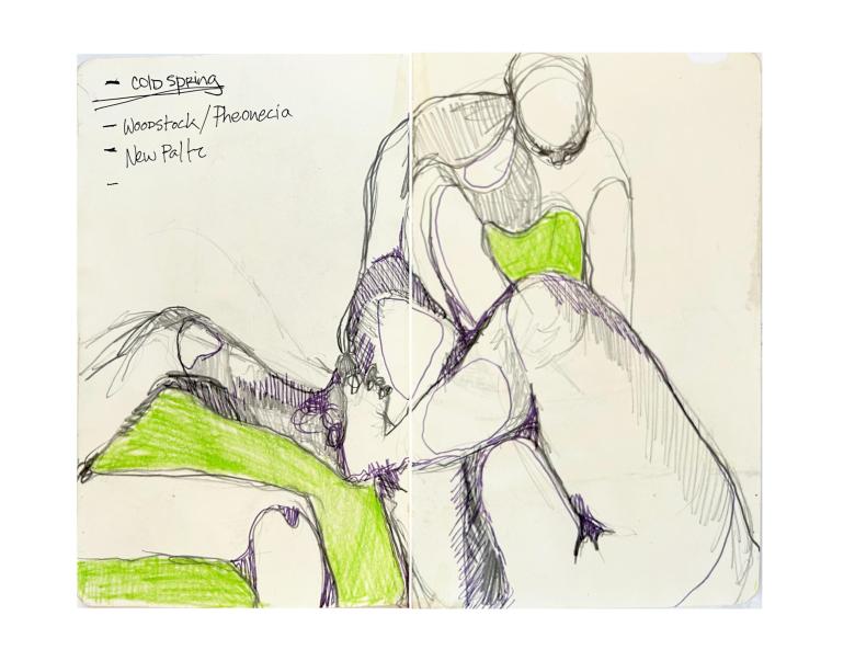 Sketchbook.Cold Spring. Ink, pen and colored pencil on artist paper. 8 x 5 in (21 x 13 cm). Fig. 399