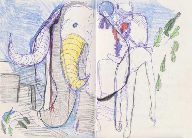 Sketchbook. Pencil and ink on artist paper, 8.2 x 11.4in (21x 29.3 cm). Fig. 137