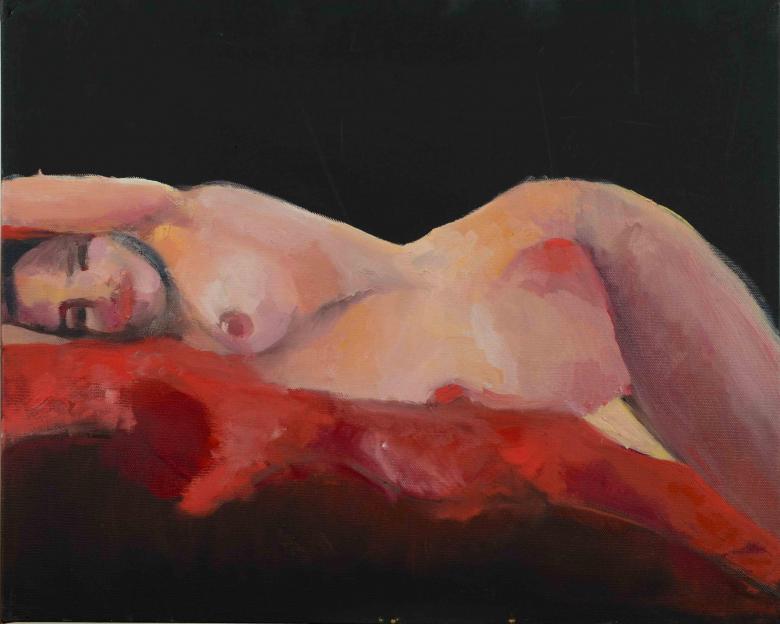 Woman on Red Cloth II. Oil on canvas, 16x20in-40x50cm. Fig. 032