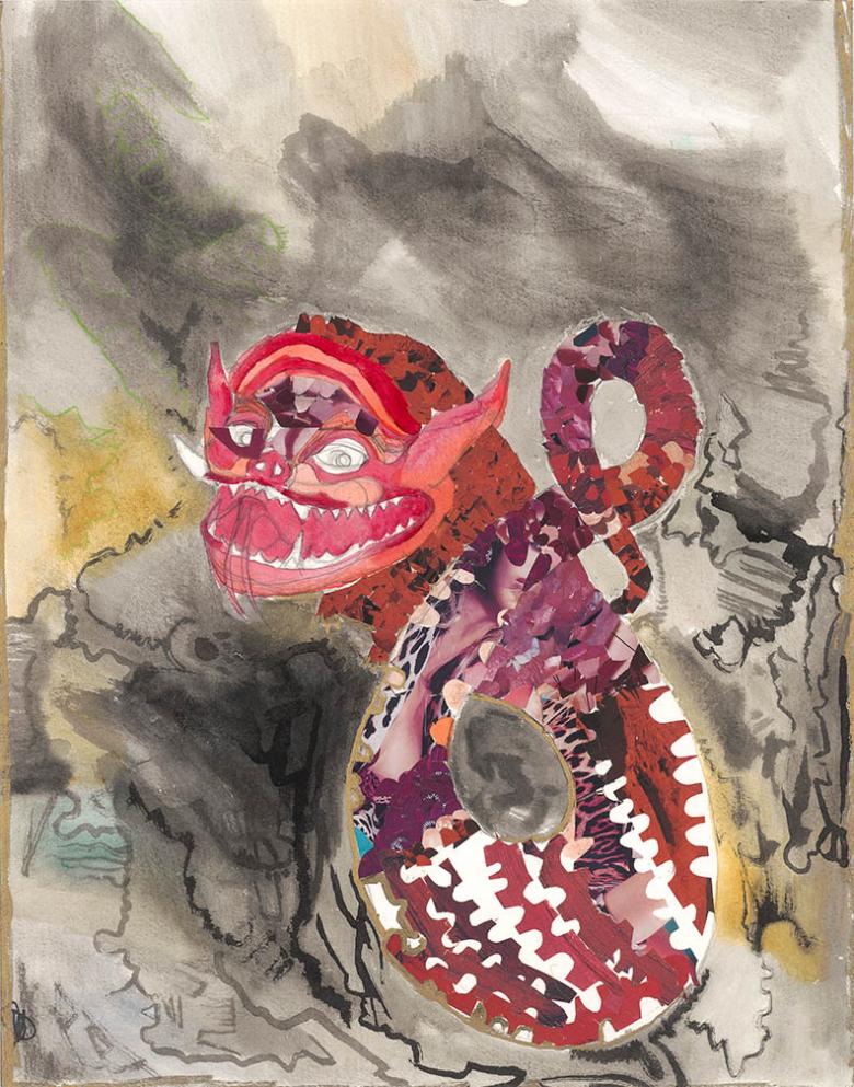 Dragon. Mixed media on high quality acid-free paper, 17.5x13.8in - 44x35cm.  Fig. 042