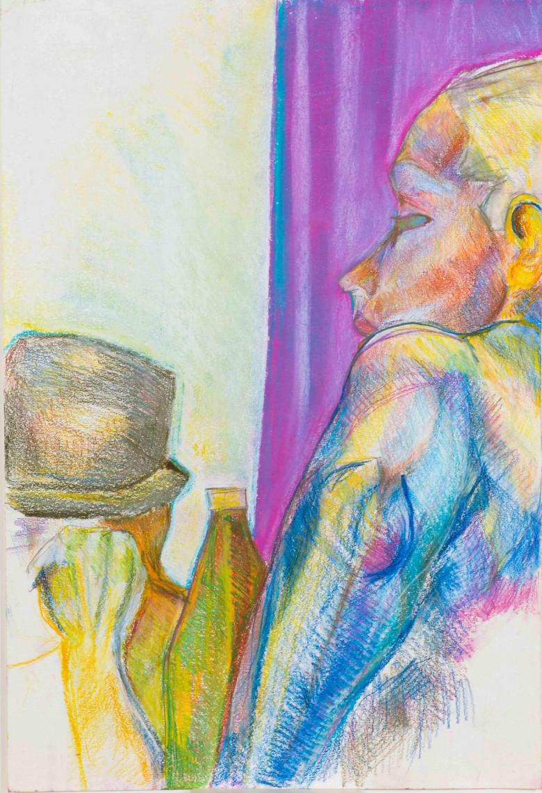 Girl with Hat. Pastel on paper, 22x15n - 56x38. Fig. 122