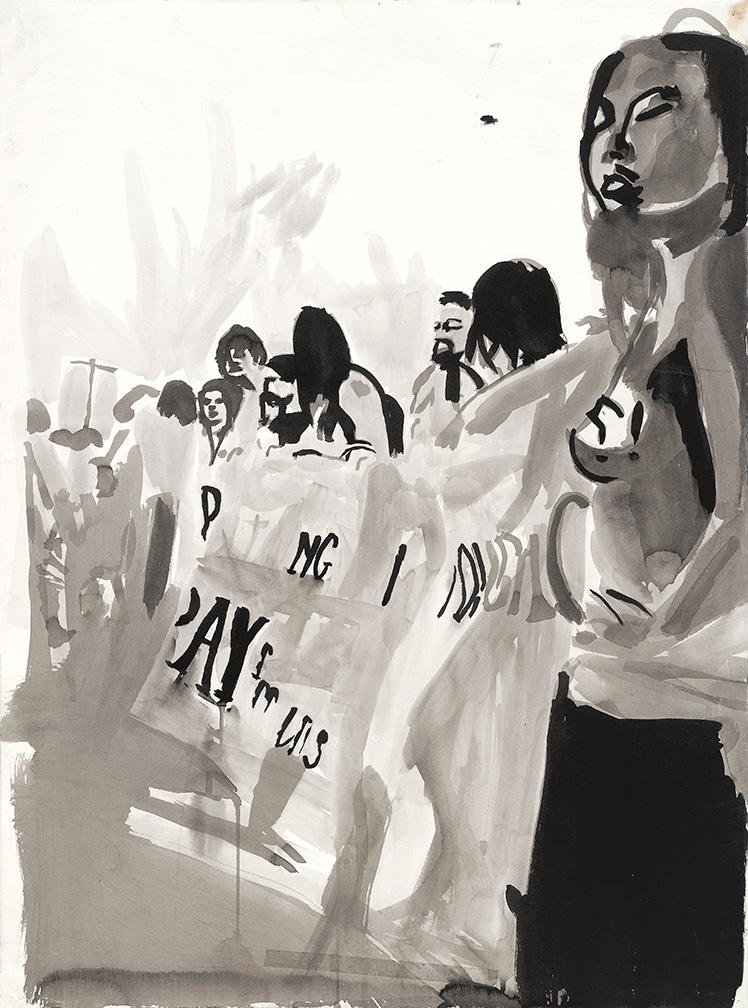 Anti Iraq War Demonstration. Sumi ink on high quality acid-free art paper, 30x22.2in - 76x56.5cm. Fig. 314
