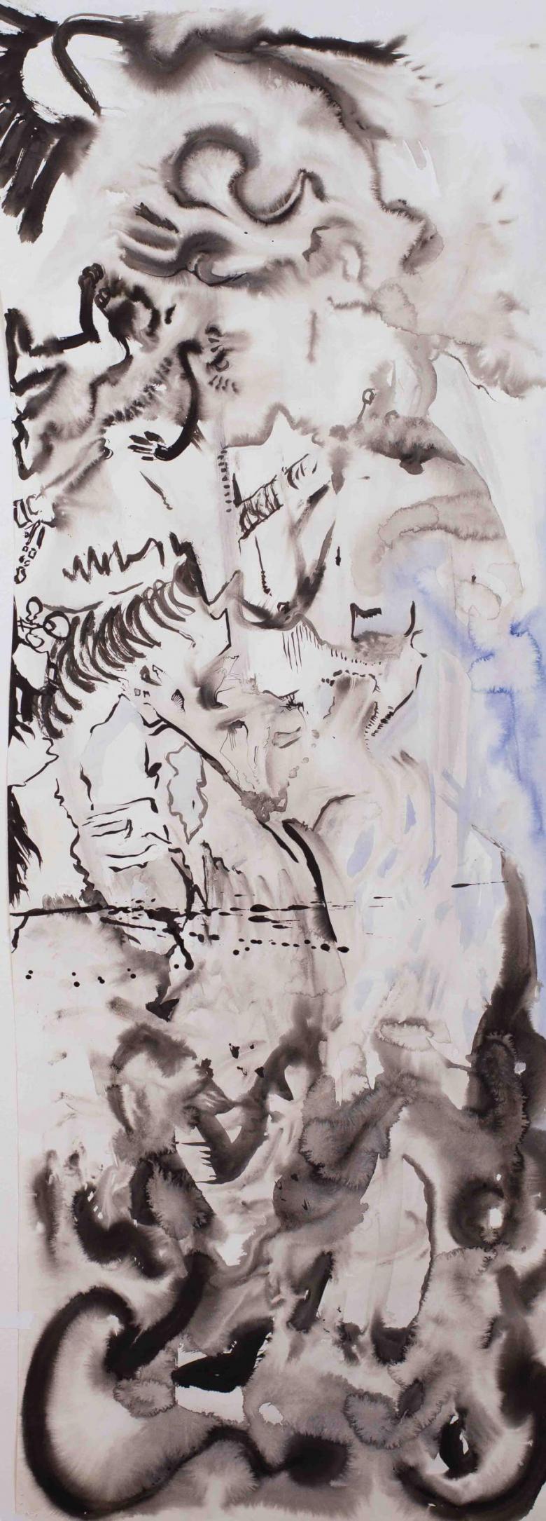 Abstract Lansdcape. Sumi ink on high quality acid-free art paper, 60.5x22in - 151x56cm. Fig. 319