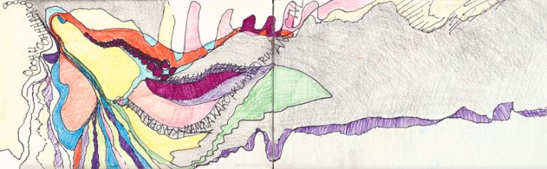 Ooohh.... Pencil and markers on paper, 5x16in - 13x41cm. Fig. 147