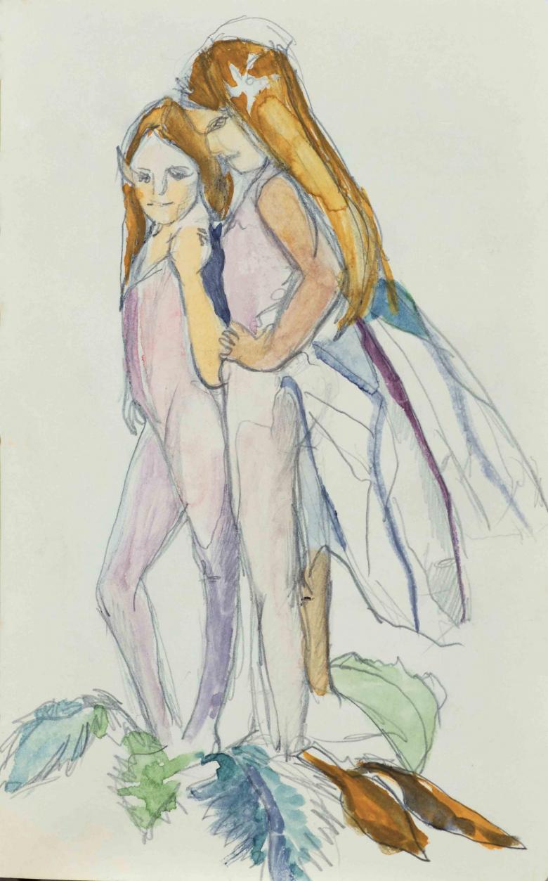 Fairies. Watercolor and pencil on paper, 8.4x5.2in -21.3x13.2 cm. Fig. 136
