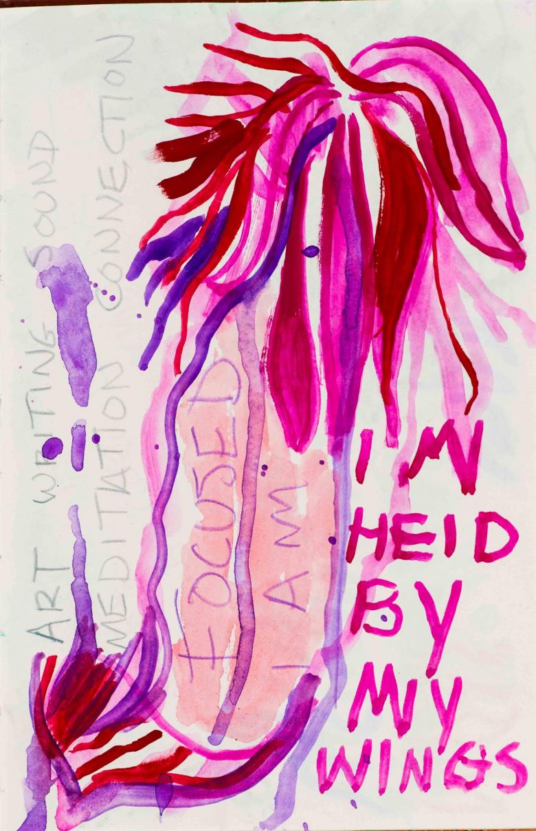 I am held by my wings. Mixed media, on paper, 7.8x5.1in - 20x13cm. Fig. 138