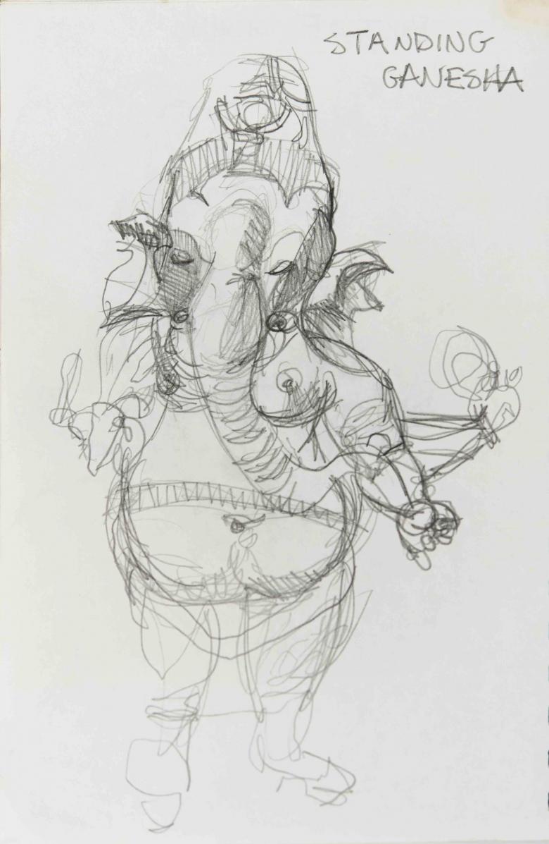 Standing Ganesha. Pencil on paper, 10x6.5in - 25x16.5cm. Fig. 207