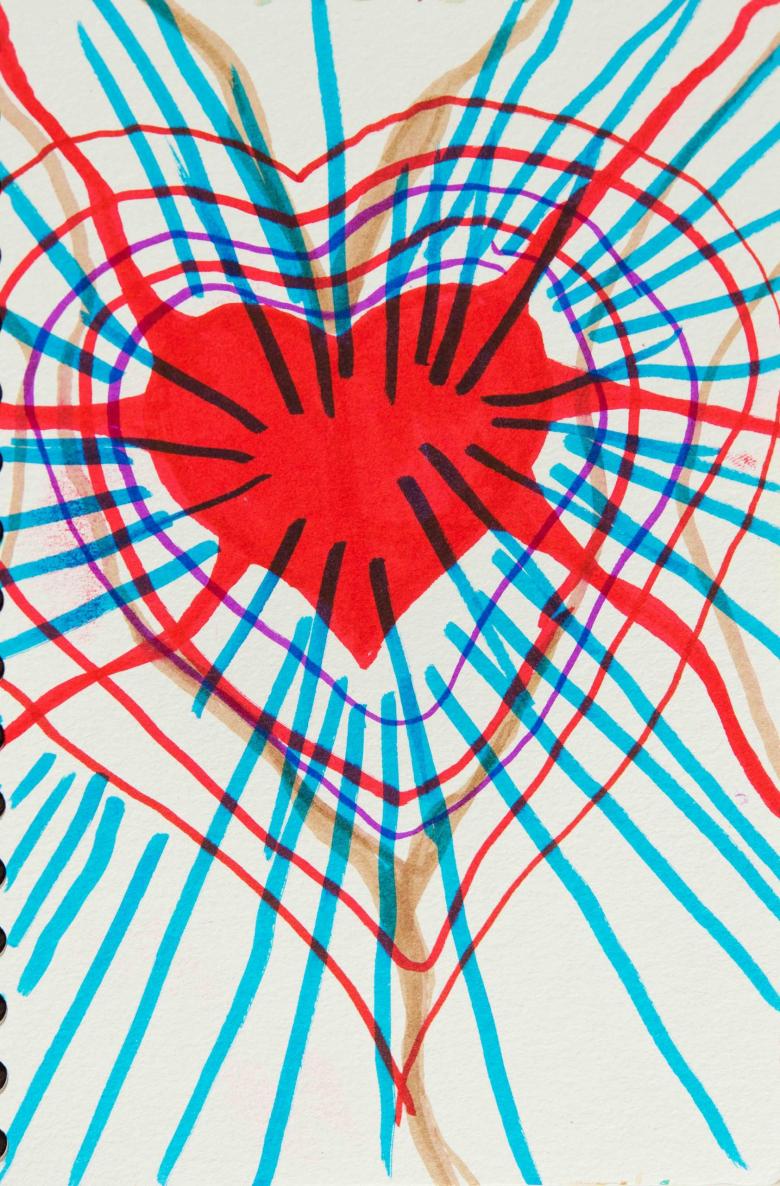 Radiant Heart.  Marker on paper, 7x4.6in - 17.7x12cm. Fig. 240