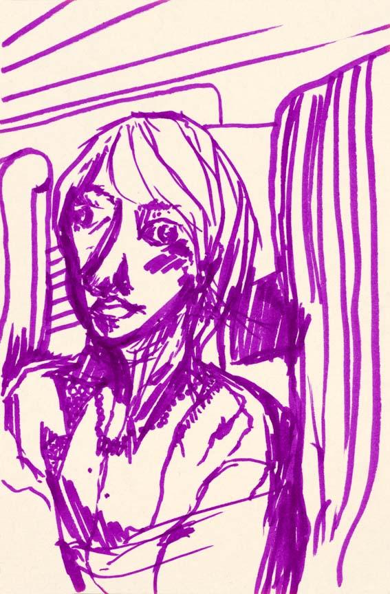 Woman in the Bus. Marker on paper, 7x4.6in - 17.7x12cm. Fig. 241