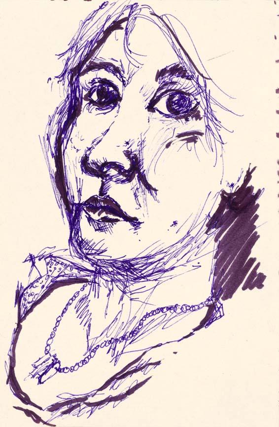 Woman with Necklace.  Marker on paper, 7x4.6in - 17.7x12cm. Fig. 243